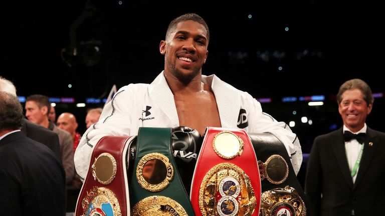 Anthony Joshua holds WBA, WBO and IBF belts after his win over Joseph Parker 