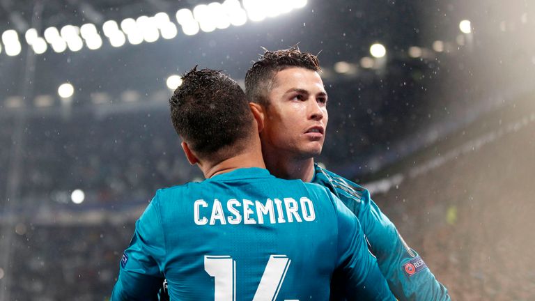 Ronaldo and Casemiro celebrate after Real Madrid's opener