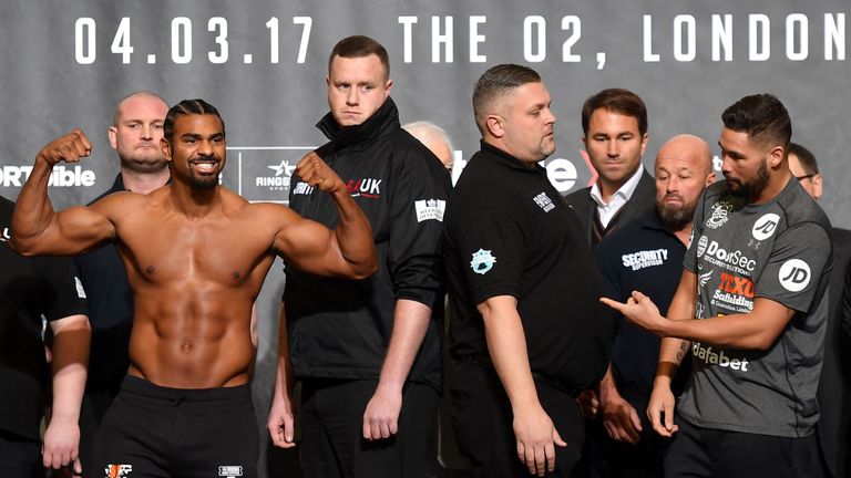 Haye weighed nearly a stone heavier than Bellew for their first fight