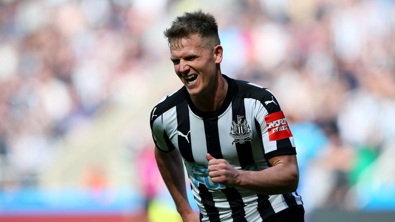 Matt Ritchie celebrates scoring what proved the winner for Newcastle