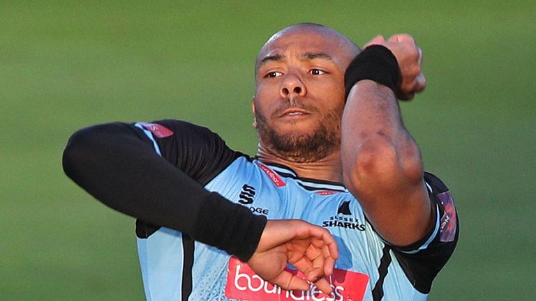 Mills is part of a fearsome-looking bowling attack at Hove