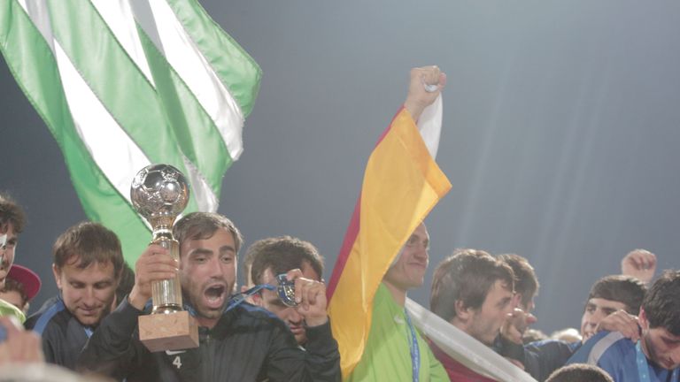 Abkhazia celebrate their victory in the 2016 CONIFA World Football Cup