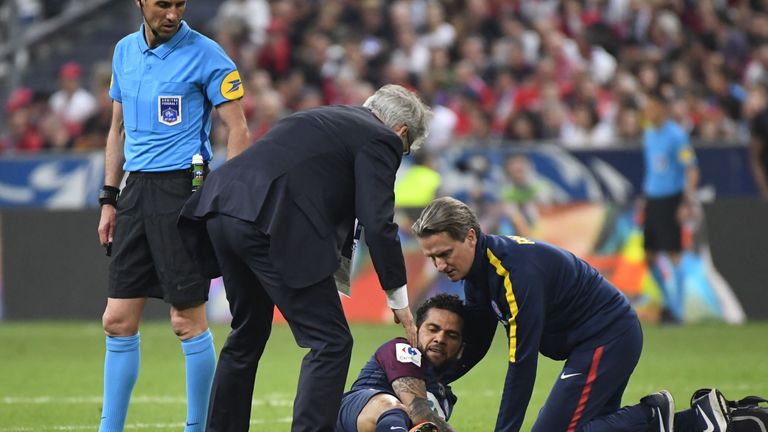 Dani Alves injured his anterior cruciate ligament on Tuesday