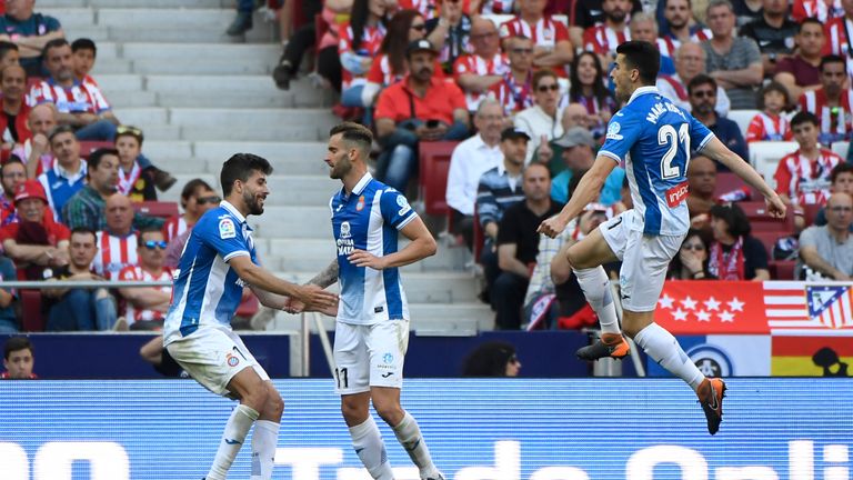 Leo Baptistao scored Espanyol's second as they beat Atletico Madrid