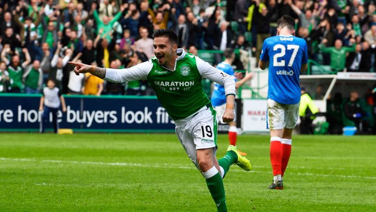 Jamie Maclaren was the stoppage-time hero for Hibernian