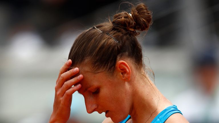 Karolina Pliskova fell to Maria Sakkari in the second round of the Italian Open