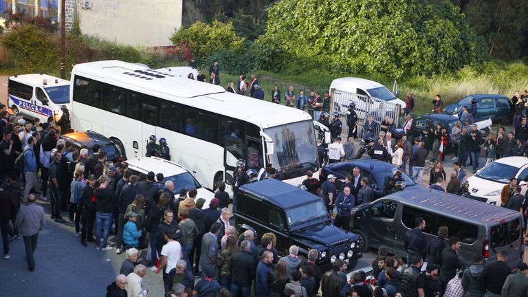 Le Havre's team bus was blocked in and attacked by Ajaccio fans