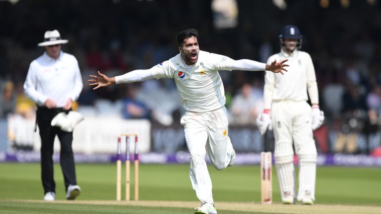 Mohammad Amir bowled Jonny Bairstow during a mini-collapse by England of four wickets for 19 runs