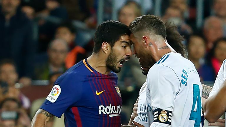 Luis Suarez and Sergio Ramos go head to head