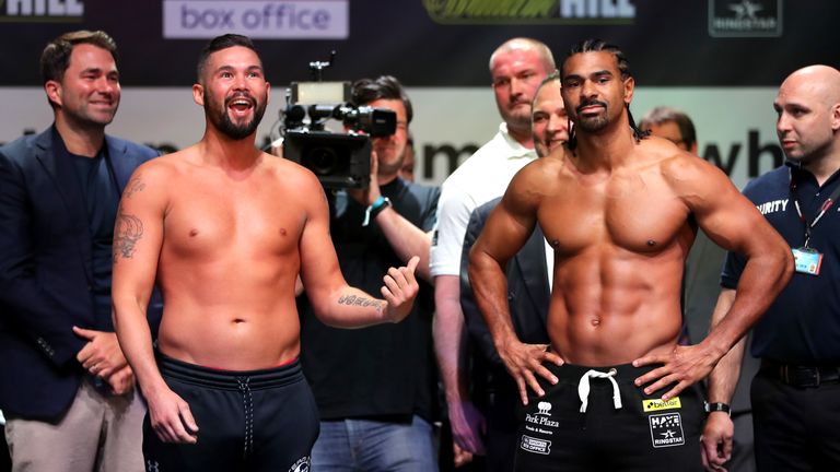 Tony Bellew will renew his rivalry with David Haye in Saturday's heavyweight rematch, live on Sky Sports Box Office