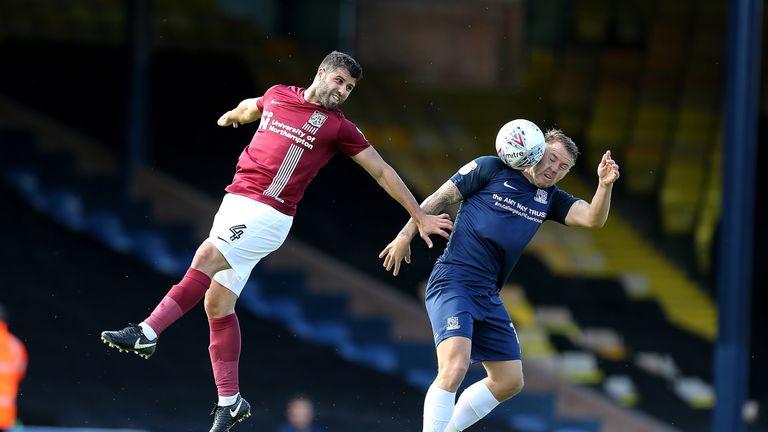 Battling for the ball for Southend against Northampton at Roots Hall