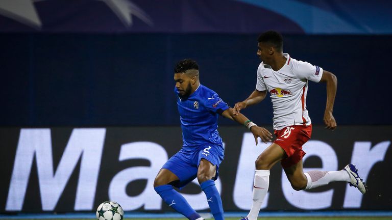 Hillal Soudani (left) in action for Dinamo Zagreb