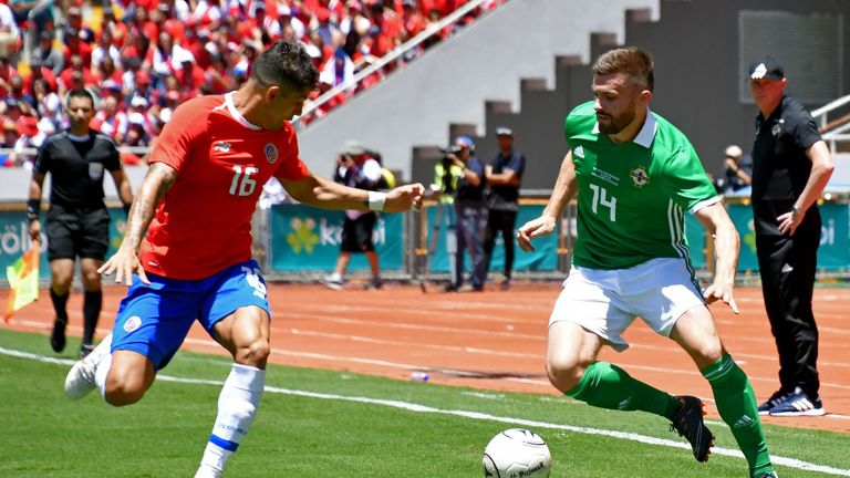 Stuart Dallas in action for Northern Ireland against Costa Rica