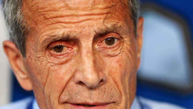   Oscar Tabarez is the veteran coach overseeing the hopes of the World Cup in Uruguay 