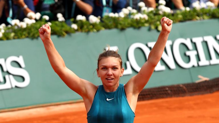 Simona Halep celebrates her French Open victory Simona Halep defeats Sloane Stephens to win maiden Grand Slam at French Open | Tennis News Simona Halep defeats Sloane Stephens to win maiden Grand Slam at French Open | Tennis News