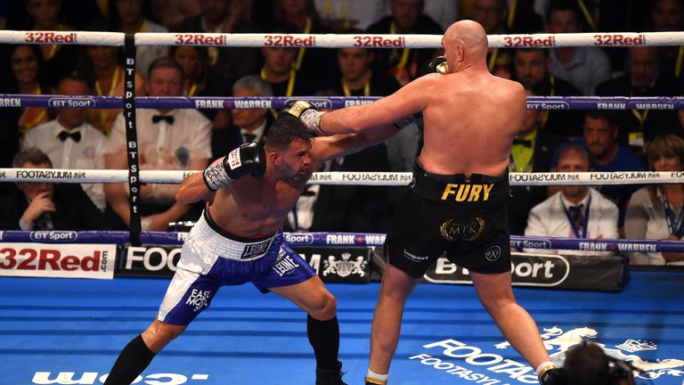 Tyson Fury dwarfed former cruiserweight Sefer Seferi