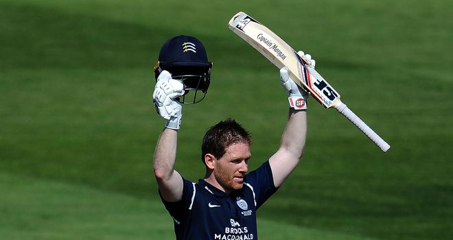 Eoin Morgan scored a 69-ball hundred for Middlesex against Gloucestershire on Wednesday