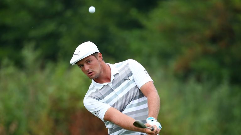 Bryson DeChambeau birdied the 18th to claim a share of the lead