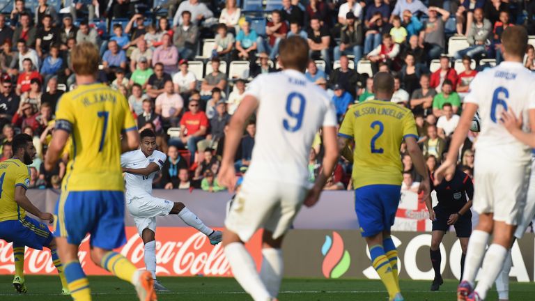 Kane looks on as Lingard scores the winner against Sweden in 2015