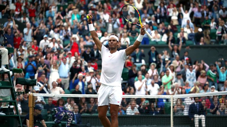 Nadal celebrates his victory over Del Potro
