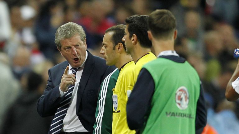 Former England manager Roy Hodgson remonstrates with Cakir