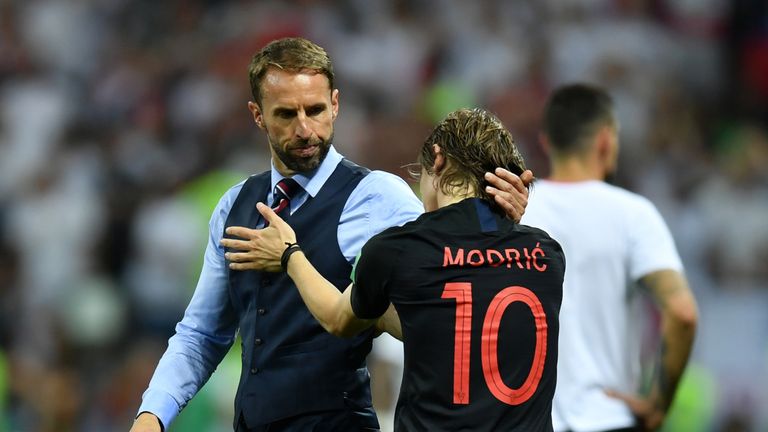 Gareth Southgate embraces Luka Modric after England's World Cup exit