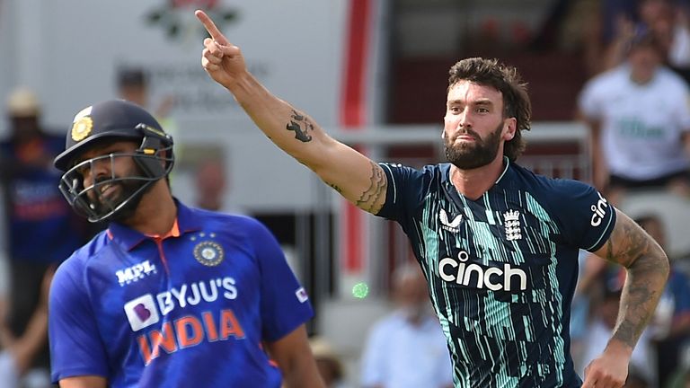 Reece Topley took three wickets in his opening spell to leave India 38-3