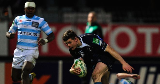 Leinster's Brian O'Driscoll in action against Racing in their 2011 Pool 2 meeting