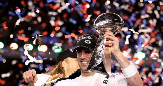 Aaron Rodgers celebrates his sole Super Bowl success back in 2011 when he was 27 years old