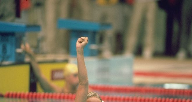 Dominant: Otto swept all before her in the pool in 1988