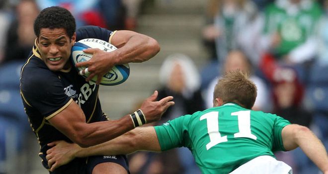 Joe Ansbro on the burst for Scotland.