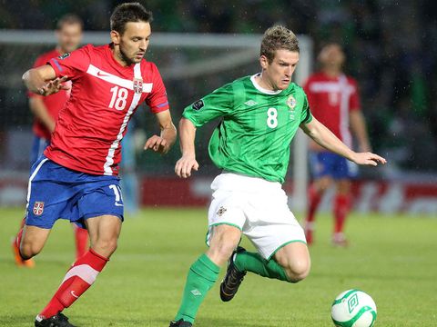 Image of Milos Ninkovic: In action for Serbia against Northern Ireland