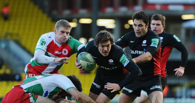 Alex Goode: on the burst for Saracens