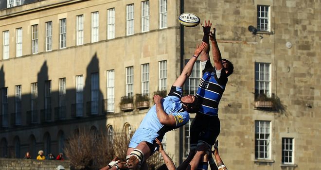 Newcastle and Bath contest lineout ball at a chilly Rec