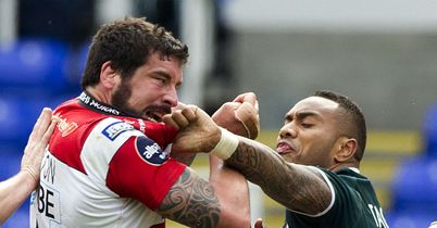 Sailosi Tagicakibau (r) of London Irish tangles with Jim Hamilton