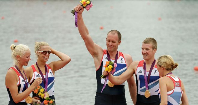 LTA mixed coxed four: David Smith celebrated with his team