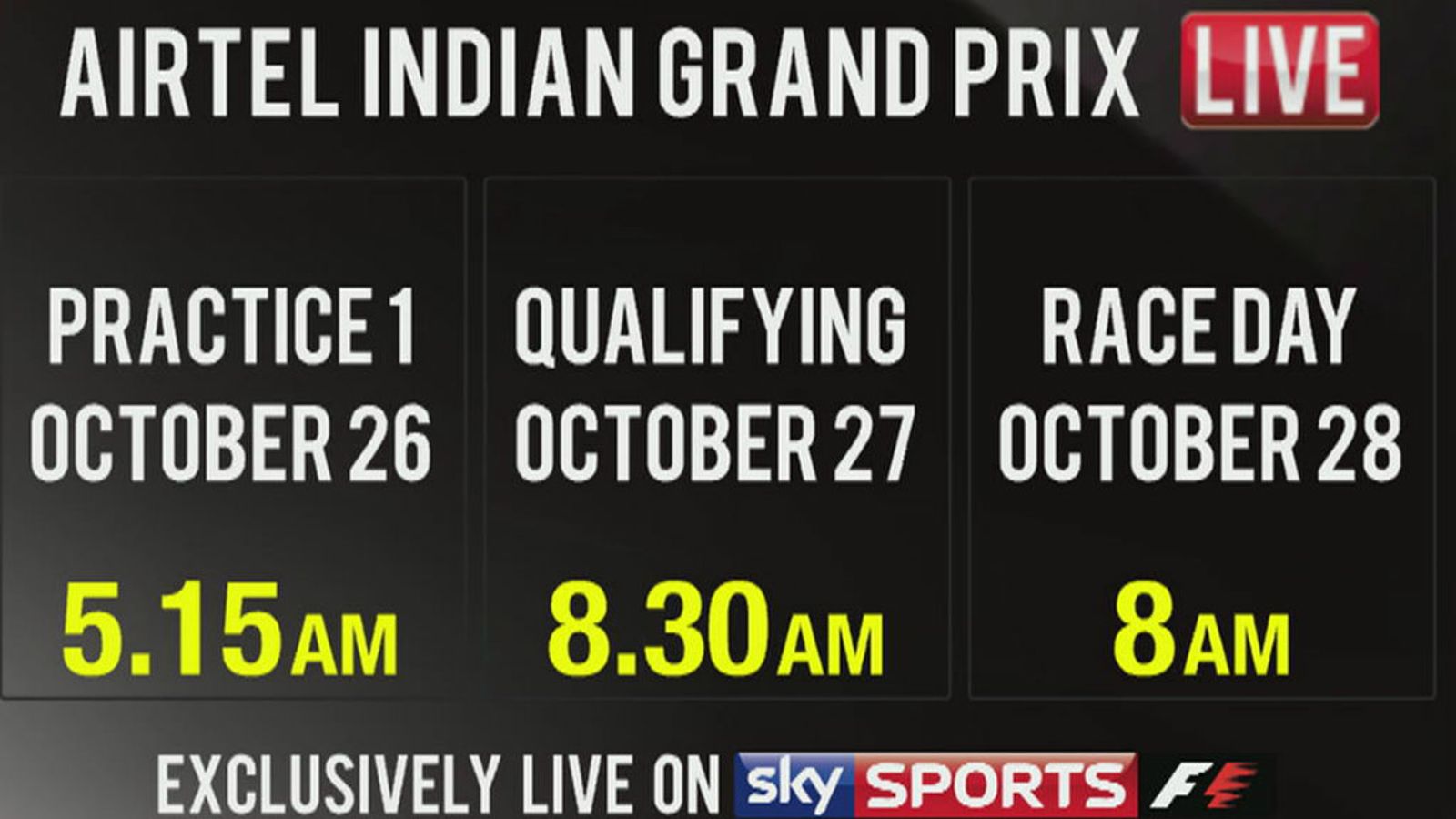 Sky Sports F1's Indian GP schedule F1 News