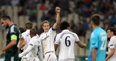 Michael Dawson had cause for celebration after nodding Tottenham in front against Panathinaikos.