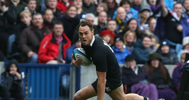 Israel Dagg rounds the defence to score for New Zealand