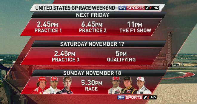 Sky Sports F1 s U S GP Schedule F1 News Sky Sports F1 s U S GP Schedule F1 News