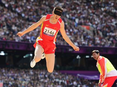 Li Duan competed in the triple jump F11 final, with his great sense of humour entertaining the crowds before he jumped