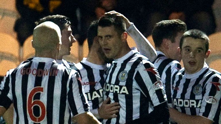 Steven Thompson: Celebrates one of his goals with his team-mates