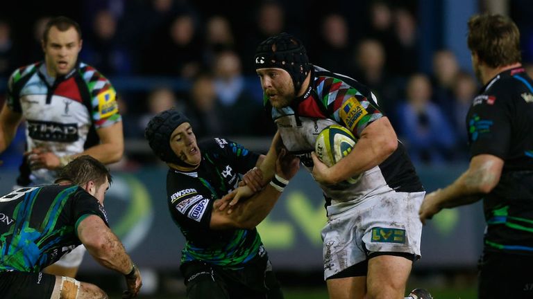 Mark Lambert on the charge for Harlequins