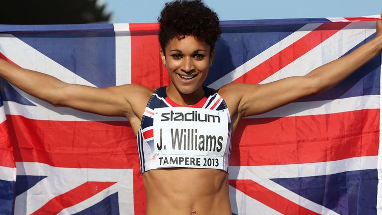 Jodie Williams celebrates gold in Finland
