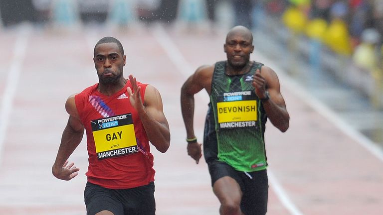 Tyson Gay and Marlon Devonish in competition in 2011
