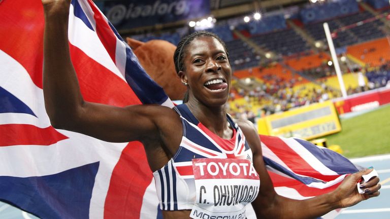 Christine Ohuruogu celebrates gold