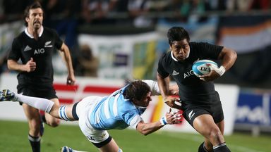 Julian Savea on the charge in New Zealand's victory in La Plata