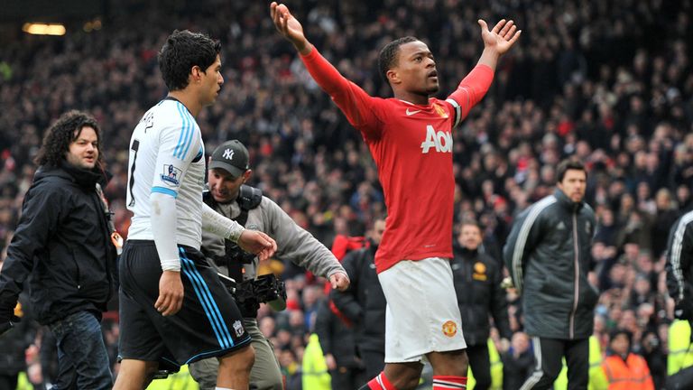 Evra celebrated United's win over Liverpool in front of Suarez in 2012