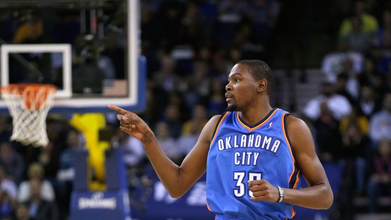Kevin Durant: Scored 41 points as Oklahoma City Thunder beat the New York Knicks