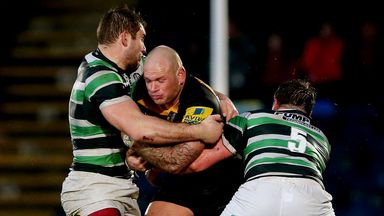 Hard battle: Ricky Reeves of Wasps pictured in action during the LV=Cup clash against London Irish at Adams Park